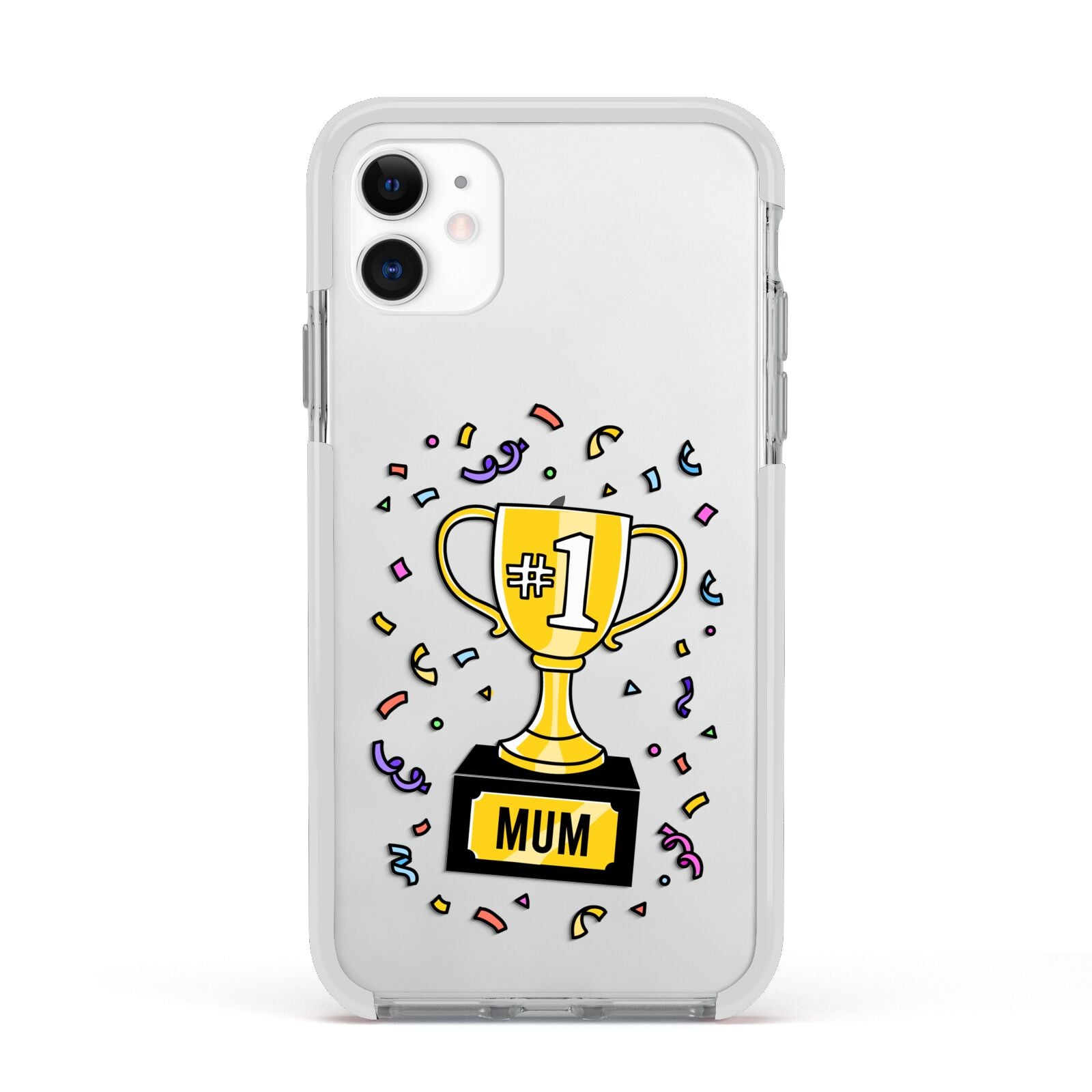 Mum Trophy Mothers Day Apple iPhone 11 in White with White Impact Case