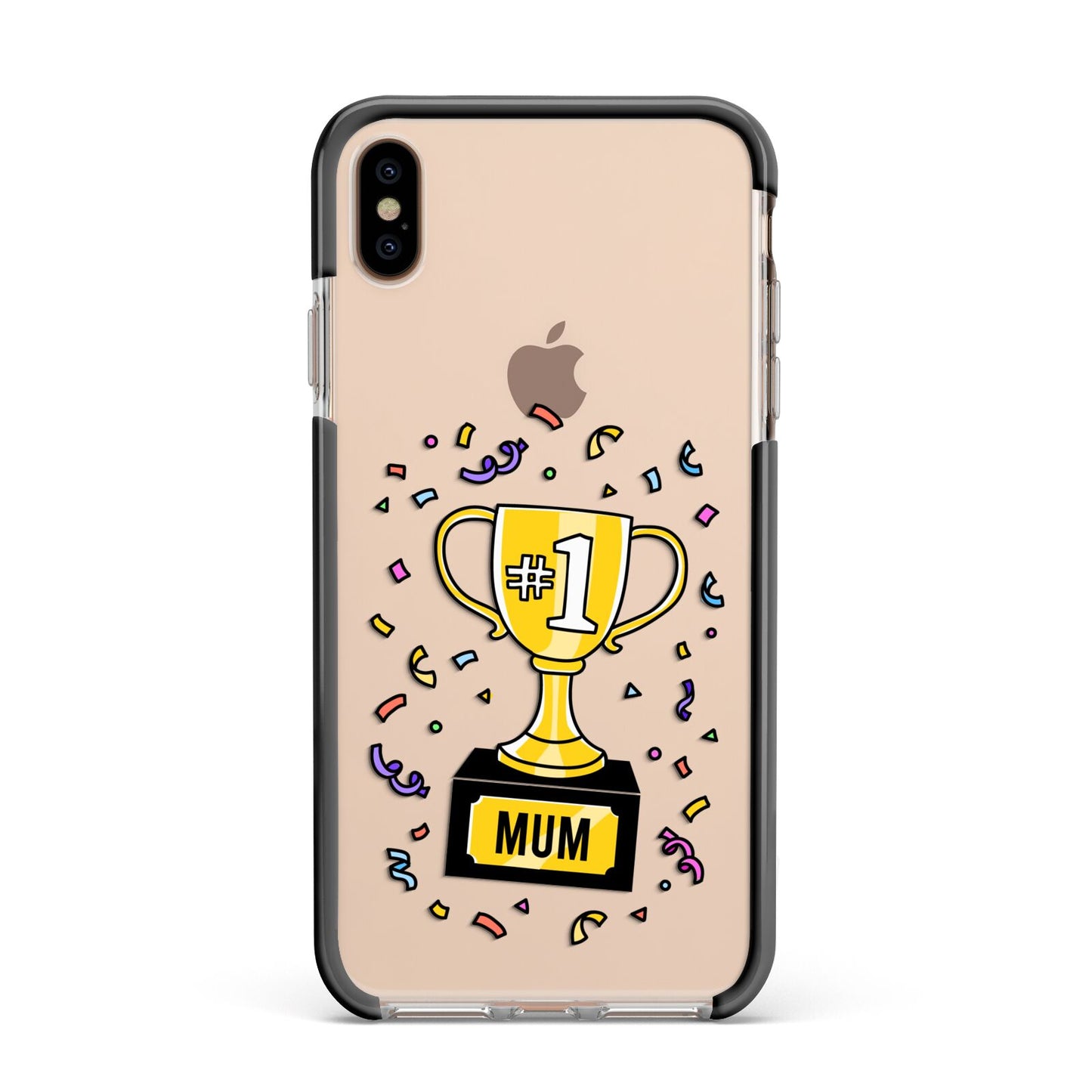 Mum Trophy Mothers Day Apple iPhone Xs Max Impact Case Black Edge on Gold Phone