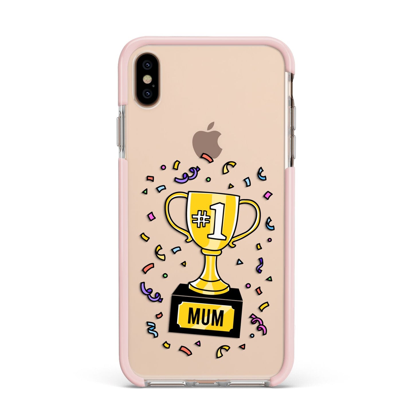 Mum Trophy Mothers Day Apple iPhone Xs Max Impact Case Pink Edge on Gold Phone