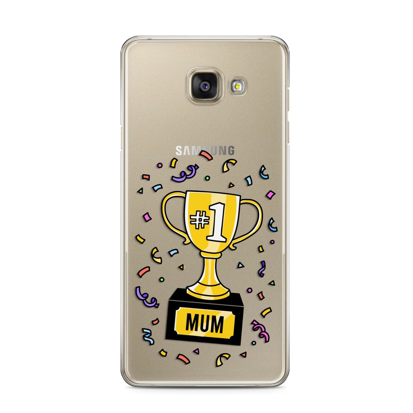 Mum Trophy Mothers Day Samsung Galaxy A3 2016 Case on gold phone