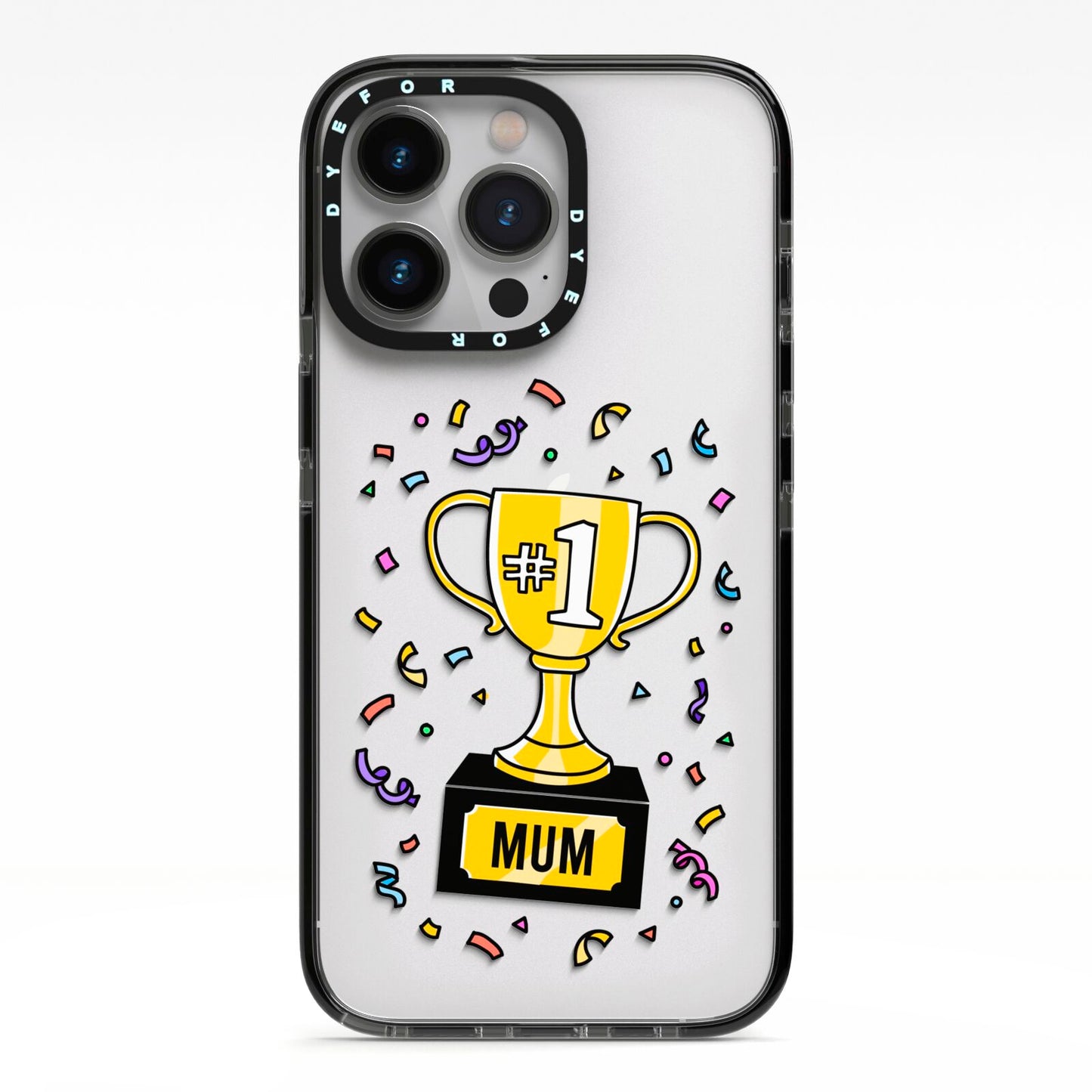 Mum Trophy Mothers Day iPhone 13 Pro Black Impact Case on Silver phone