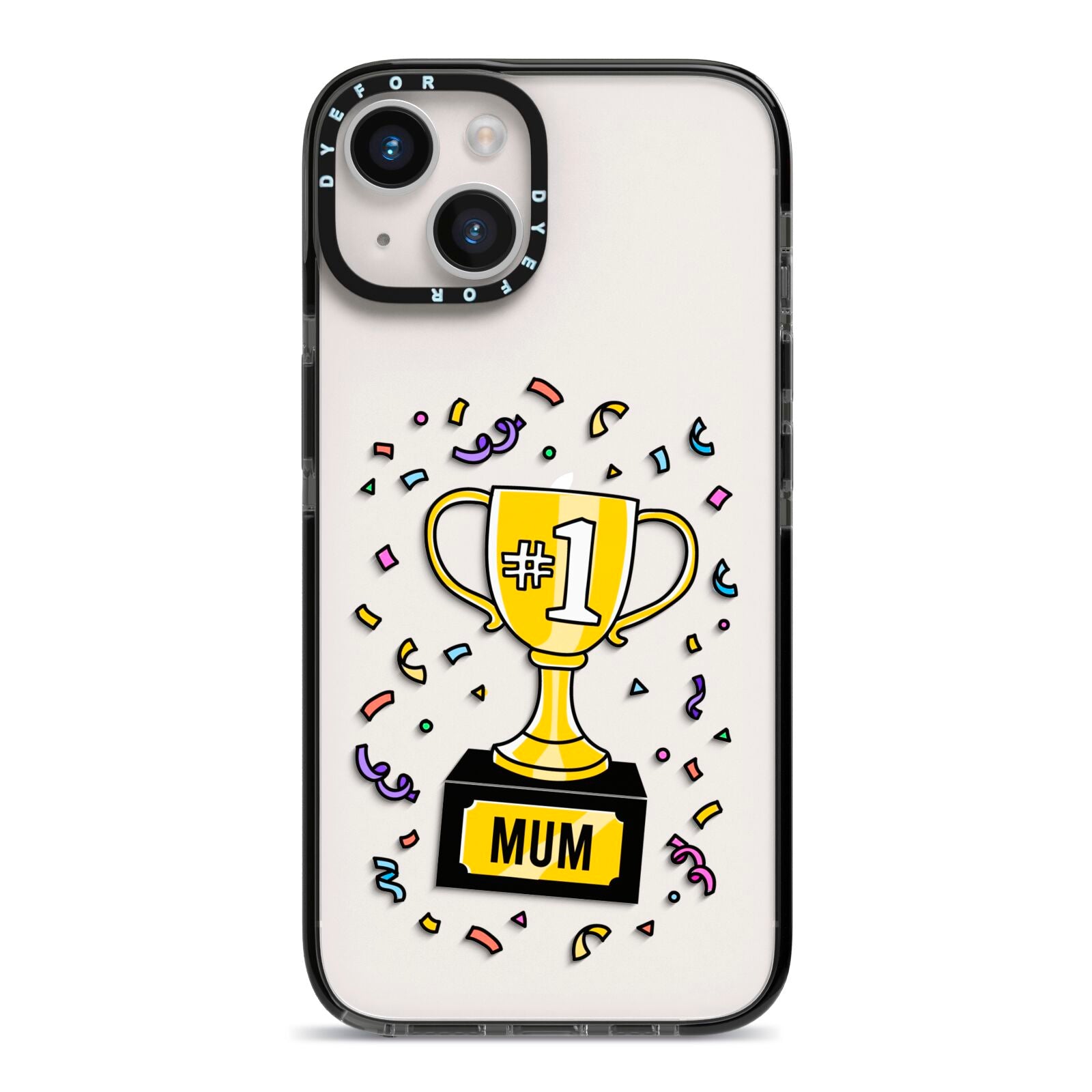 Mum Trophy Mothers Day iPhone 14 Black Impact Case on Silver phone