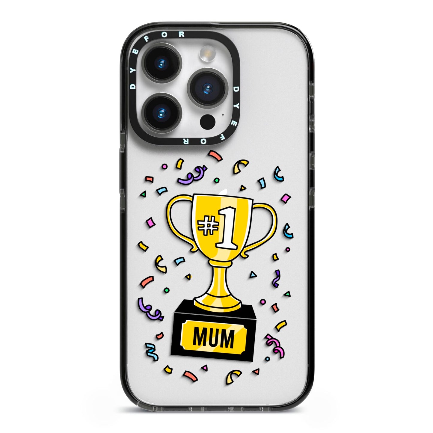 Mum Trophy Mothers Day iPhone 14 Pro Black Impact Case on Silver phone