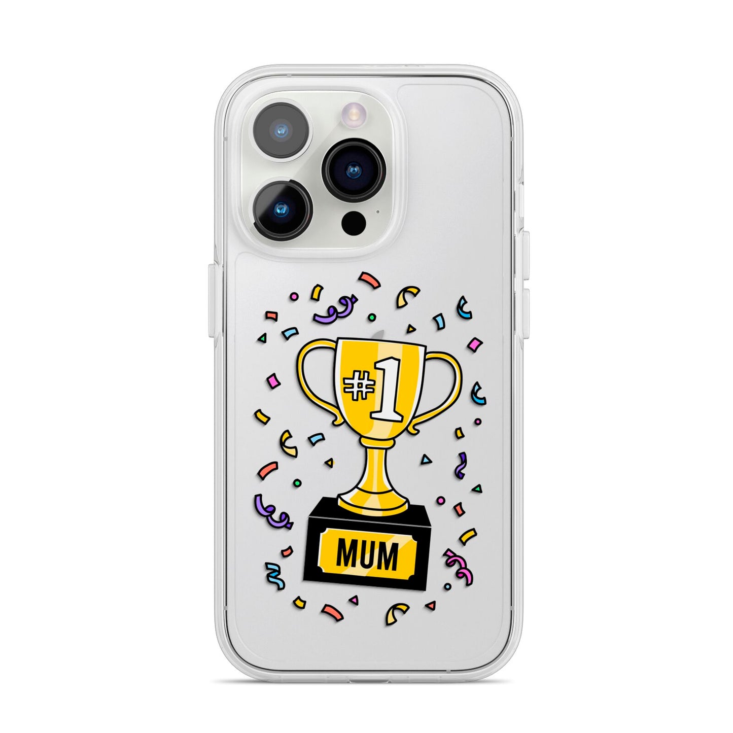 Mum Trophy Mothers Day iPhone 14 Pro Clear Tough Case Silver