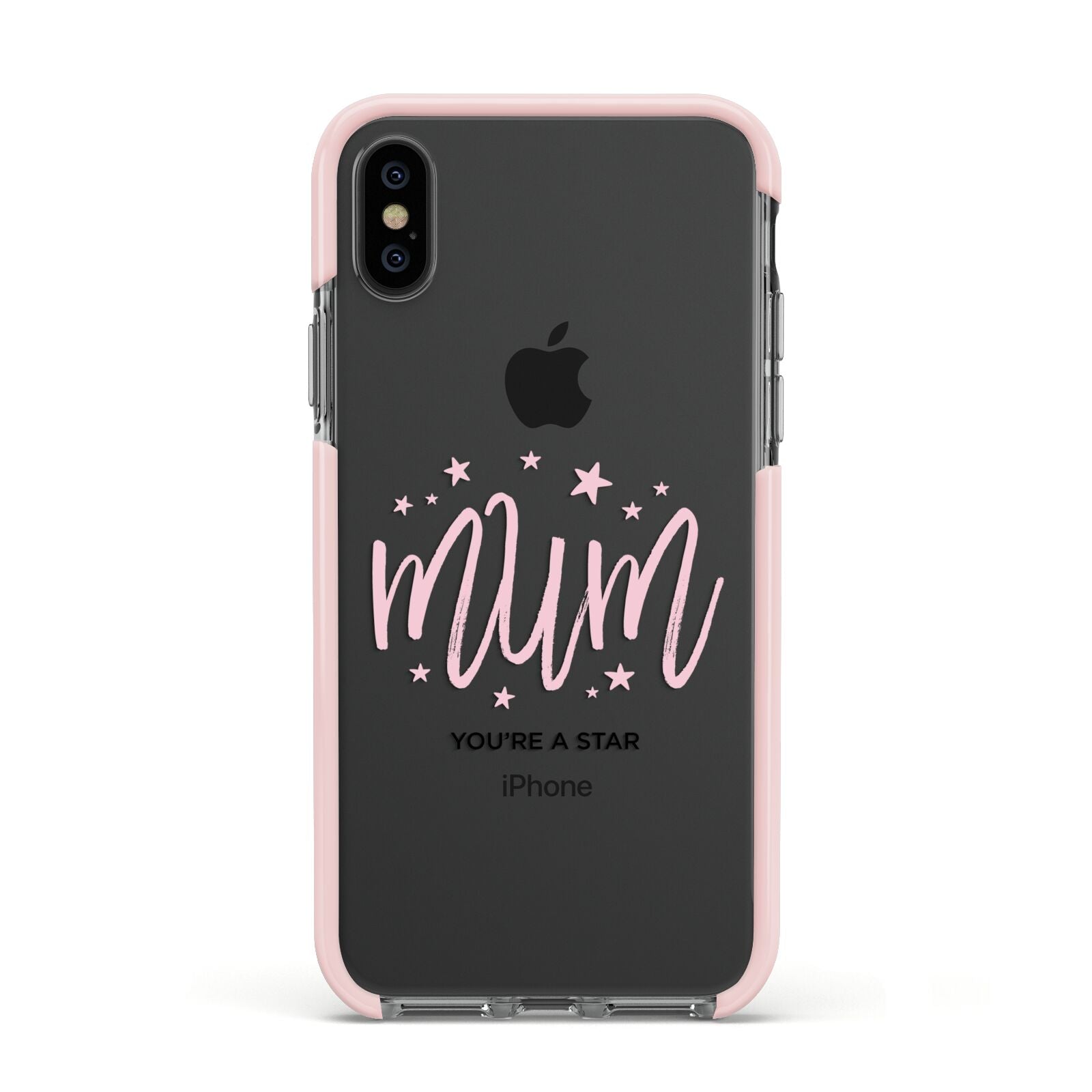 Mum Youre a Star Apple iPhone Xs Impact Case Pink Edge on Black Phone