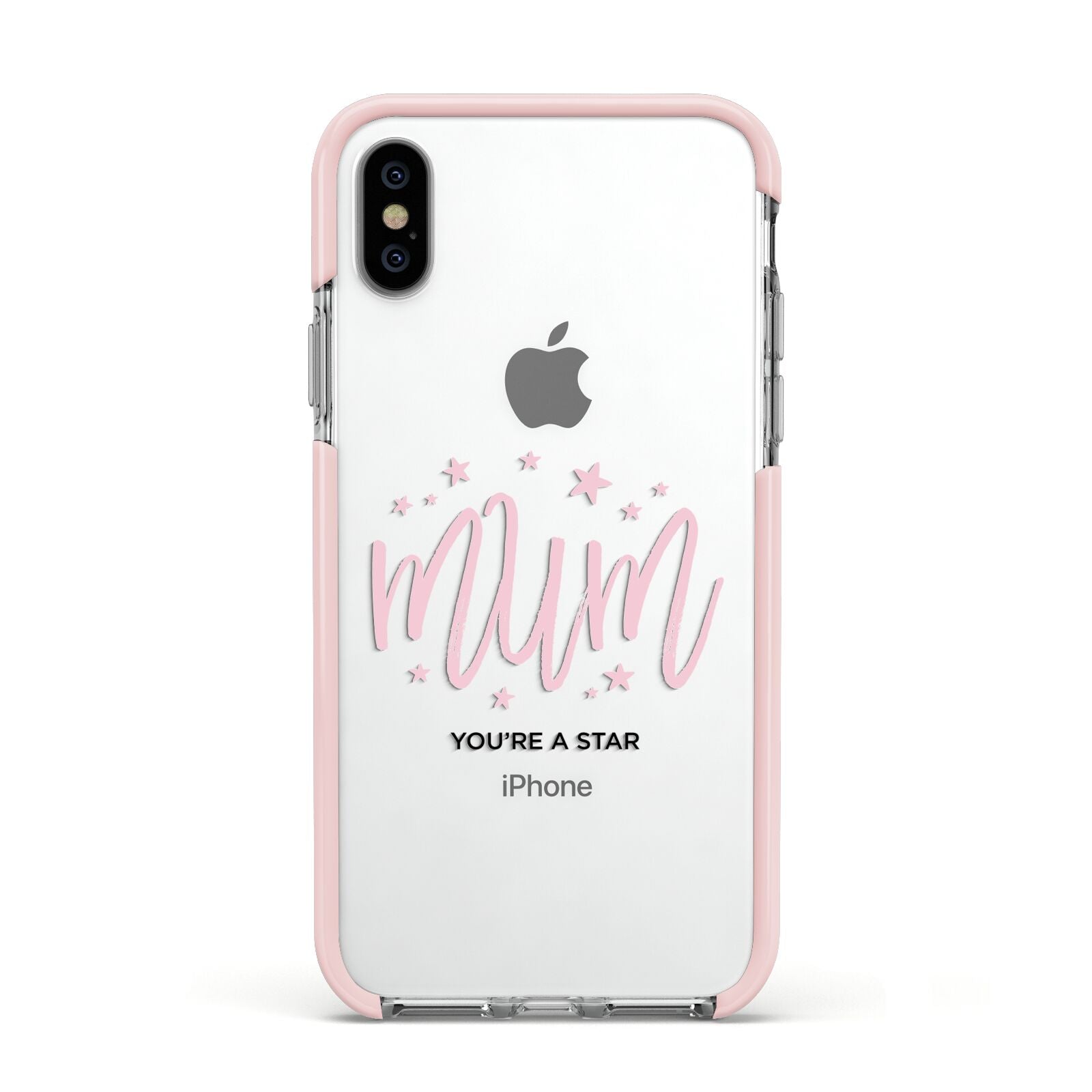 Mum Youre a Star Apple iPhone Xs Impact Case Pink Edge on Silver Phone