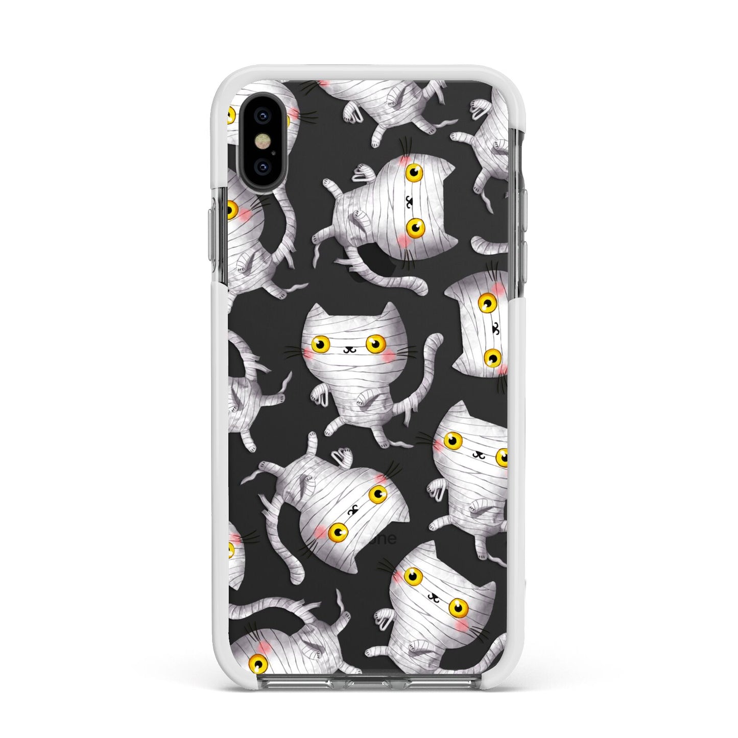 Mummy Cats Apple iPhone Xs Max Impact Case White Edge on Black Phone