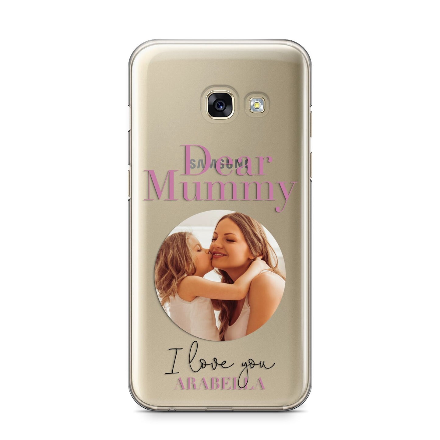 Mummy Personalised Photo with Text Samsung Galaxy A3 2017 Case on gold phone