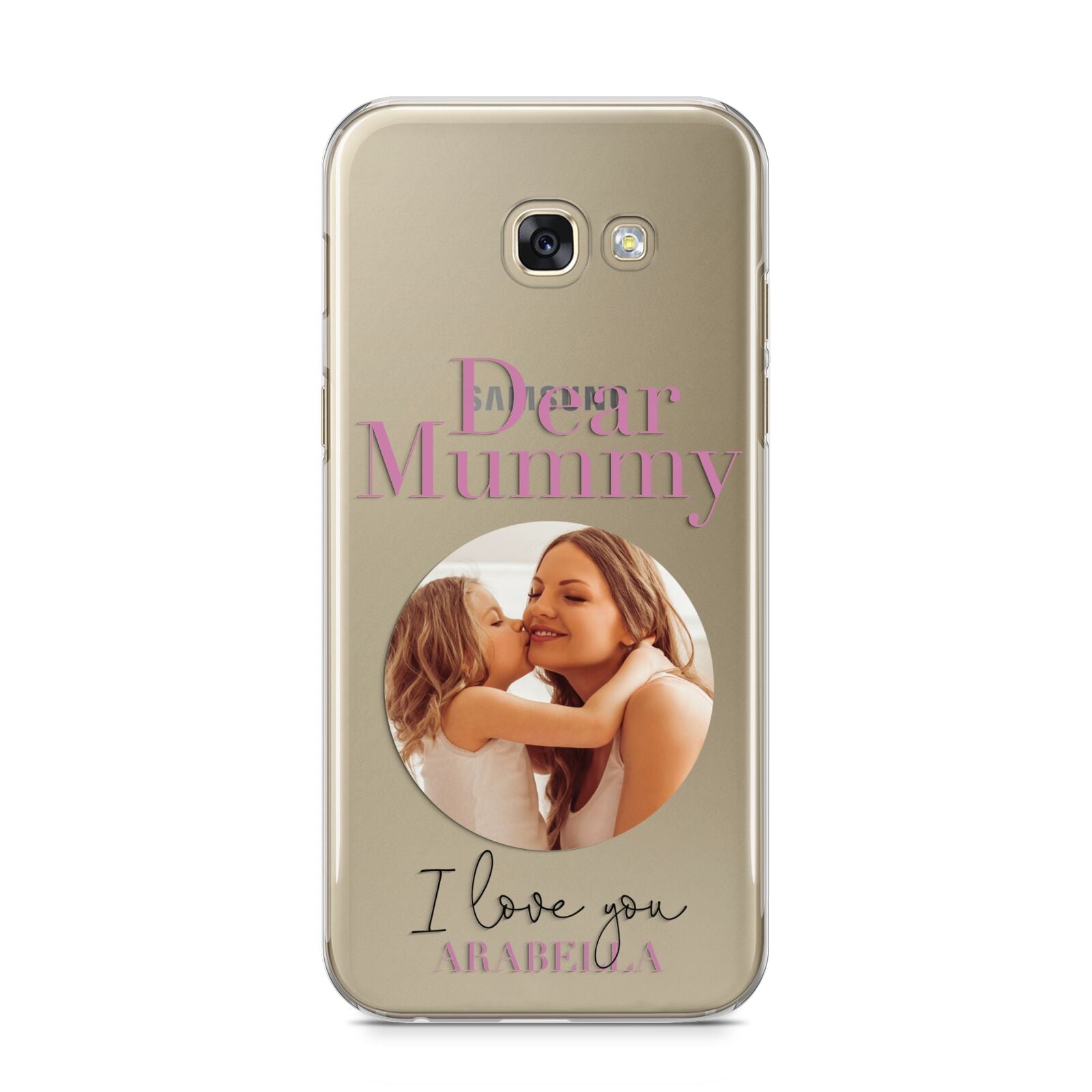 Mummy Personalised Photo with Text Samsung Galaxy A5 2017 Case on gold phone