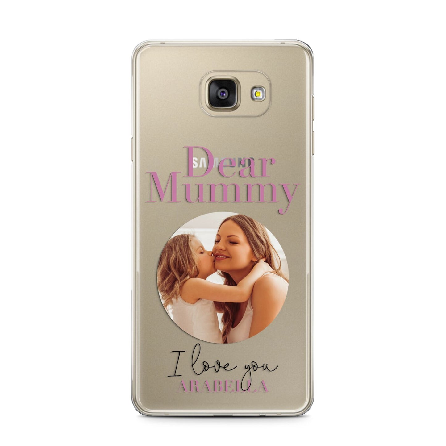 Mummy Personalised Photo with Text Samsung Galaxy A7 2016 Case on gold phone