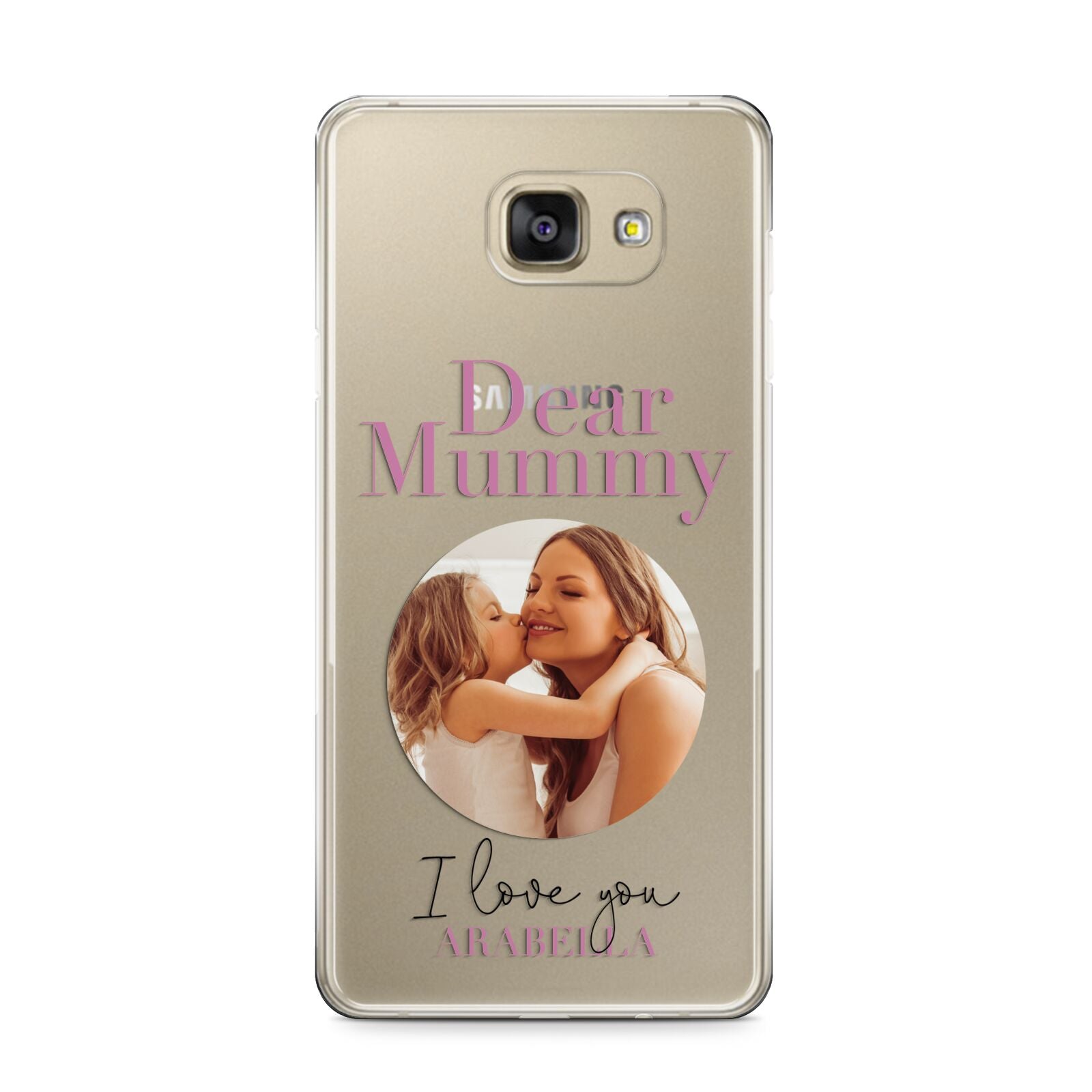 Mummy Personalised Photo with Text Samsung Galaxy A9 2016 Case on gold phone