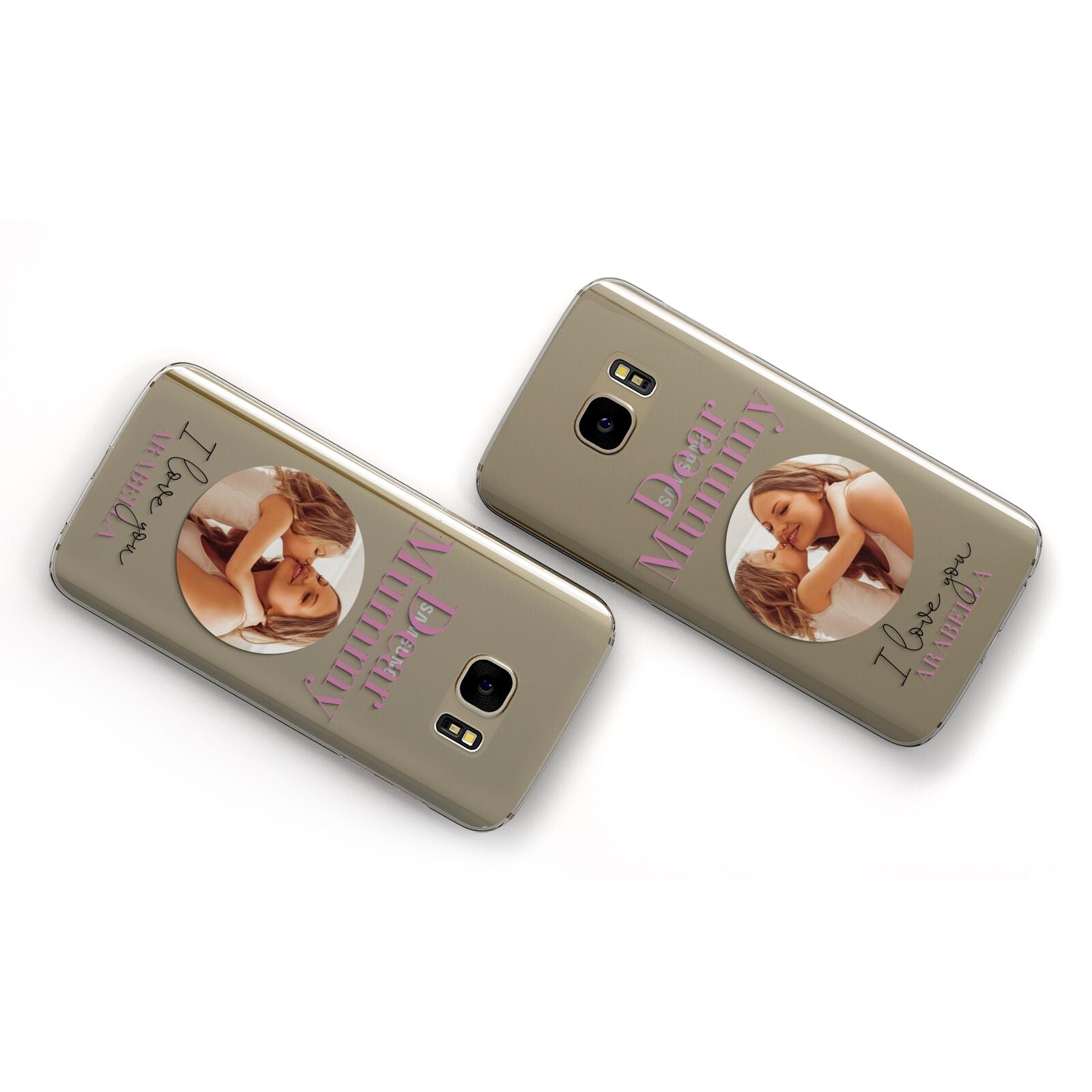 Mummy Personalised Photo with Text Samsung Galaxy Case Flat Overview