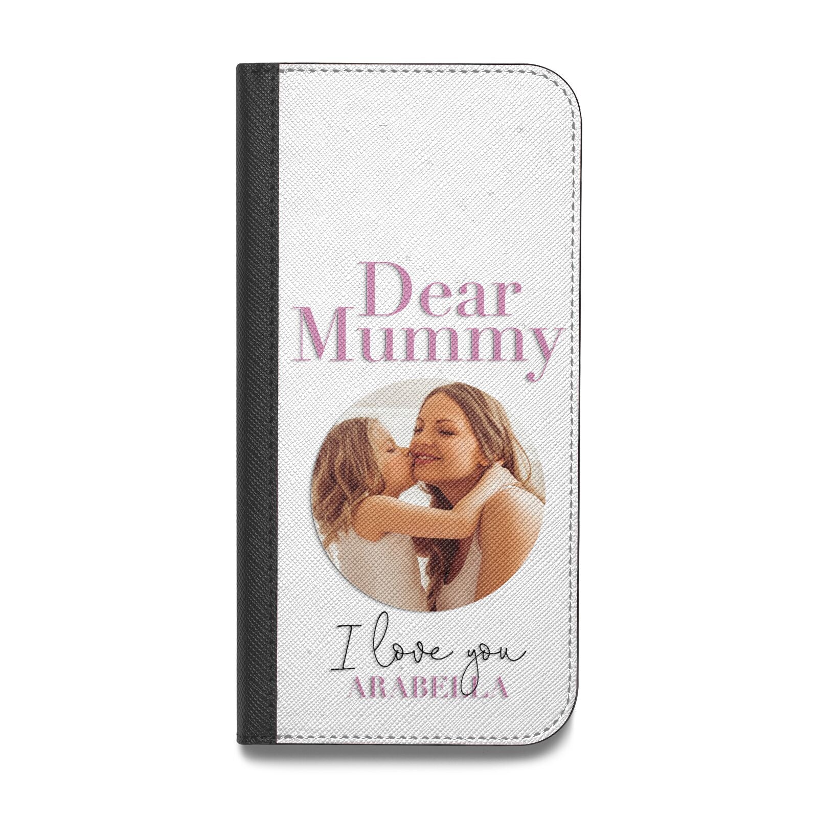 Mummy Personalised Photo with Text Vegan Leather Flip iPhone Case