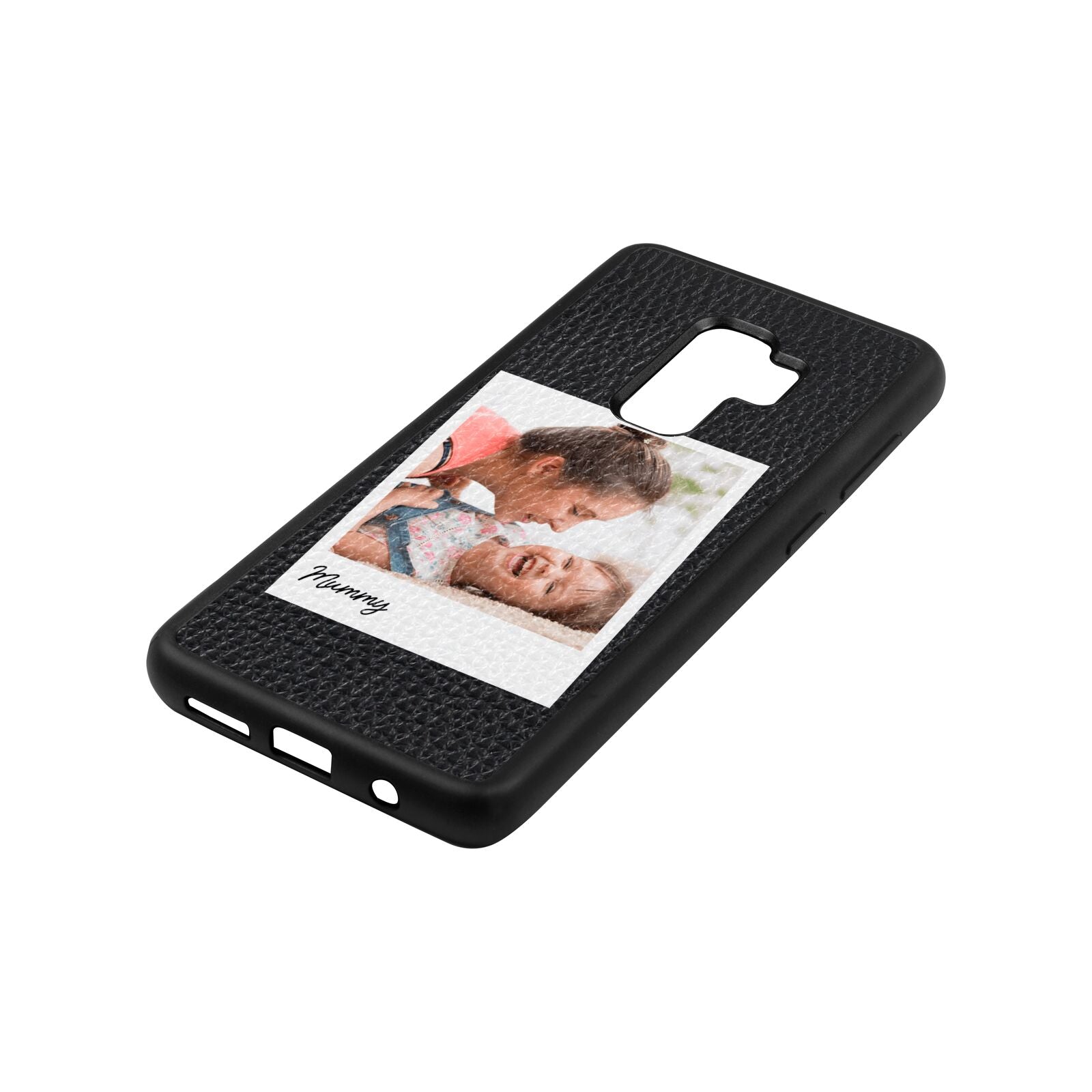 Mummy Photo Black Pebble Leather Samsung S9 Plus Case Side Angle