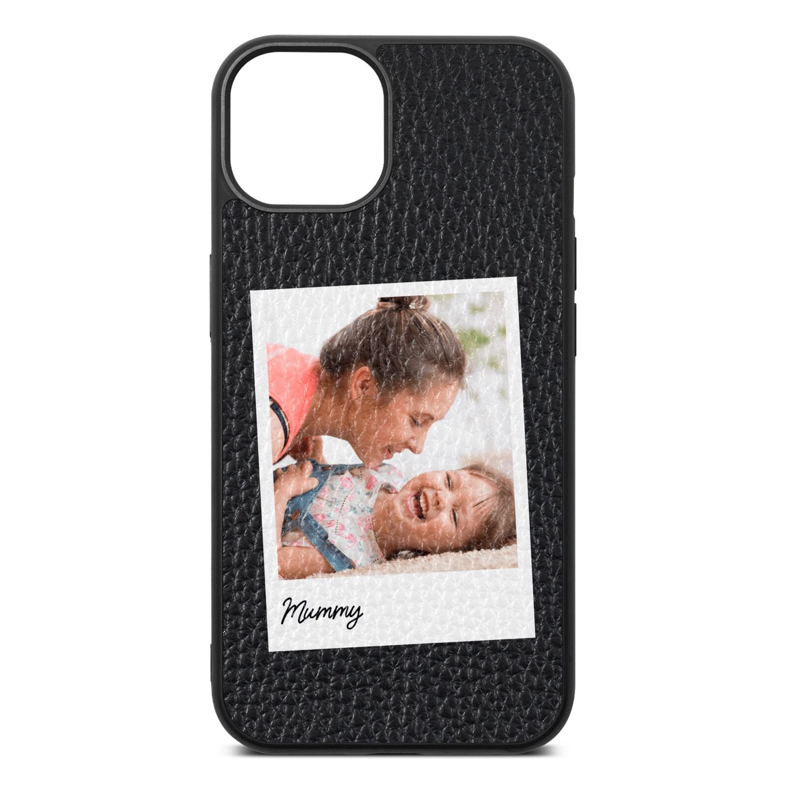 Mummy Photo Black Pebble Leather iPhone 13 Case