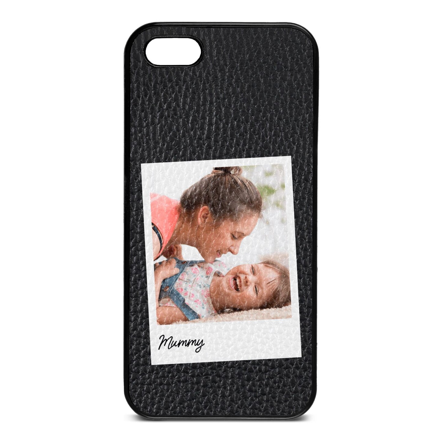 Mummy Photo Black Pebble Leather iPhone 5 Case