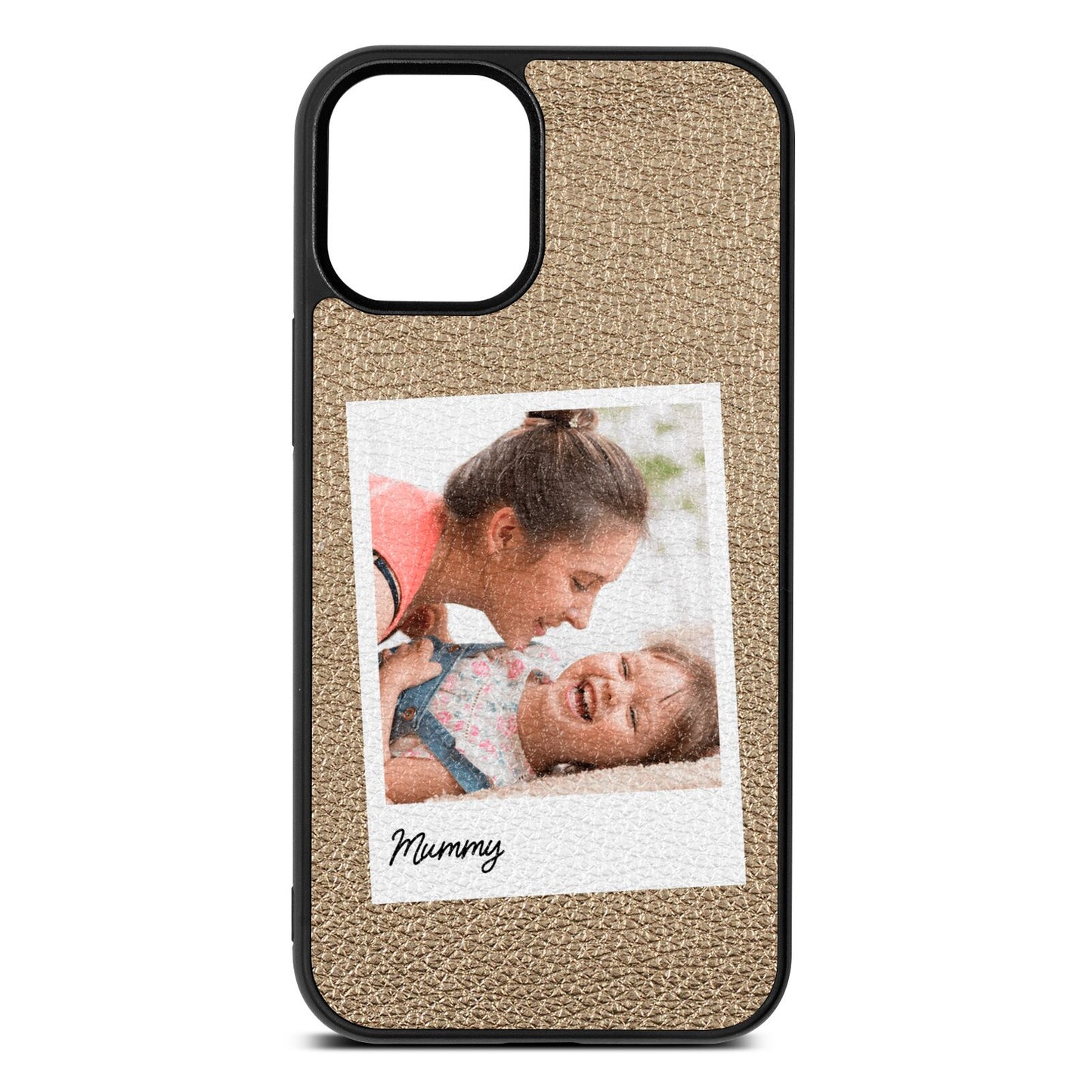 Mummy Photo Gold Pebble Leather iPhone 12 Mini Case