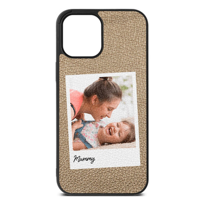 Mummy Photo Gold Pebble Leather iPhone 12 Pro Max Case