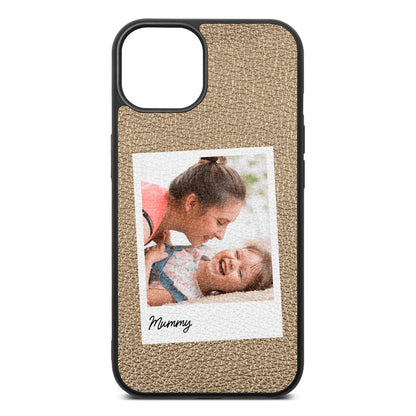 Mummy Photo Gold Pebble Leather iPhone 13 Case