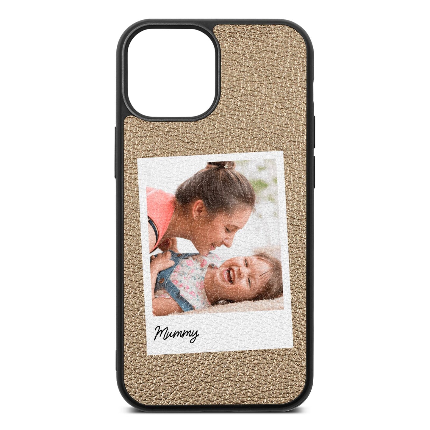 Mummy Photo Gold Pebble Leather iPhone 13 Mini Case