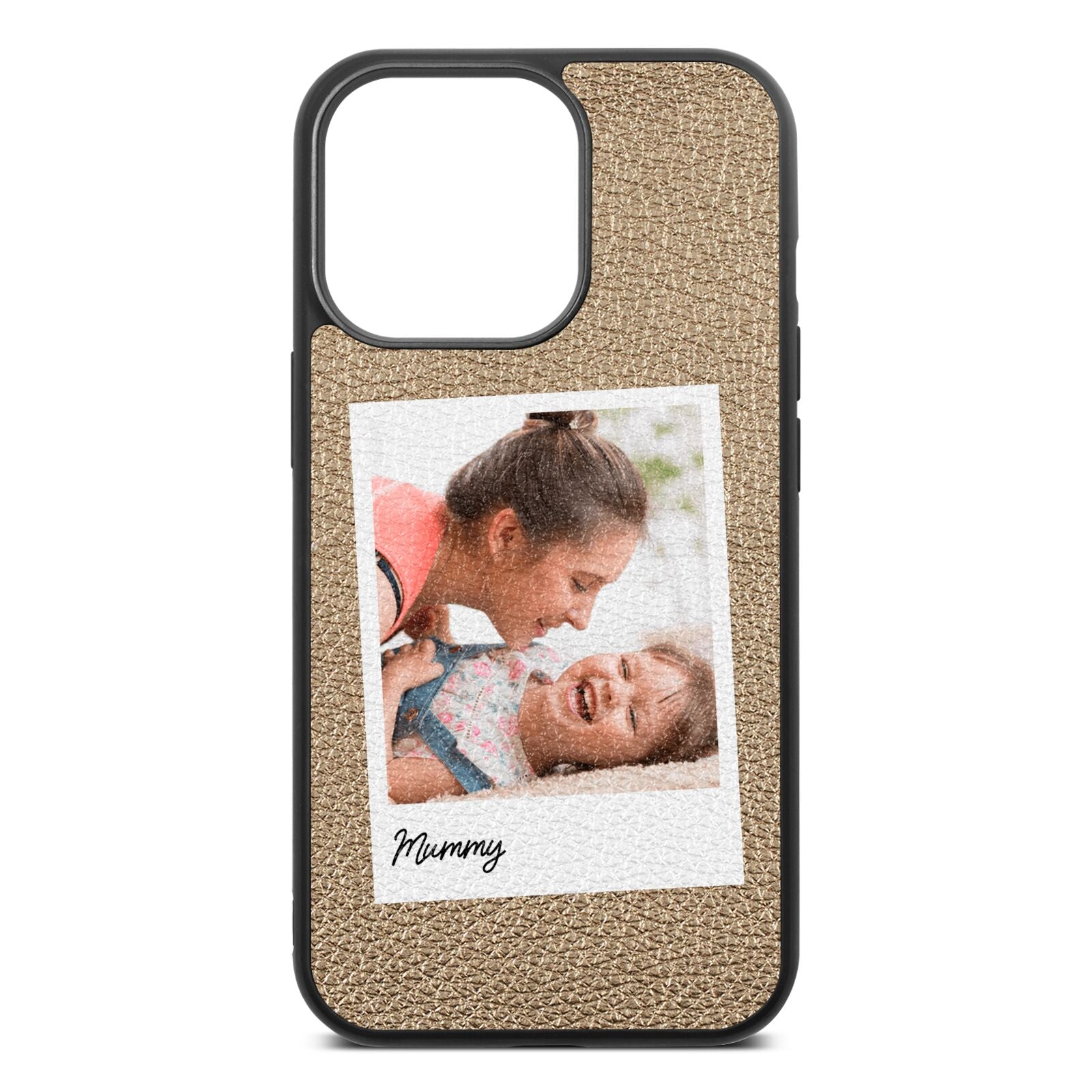 Mummy Photo Gold Pebble Leather iPhone 13 Pro Case