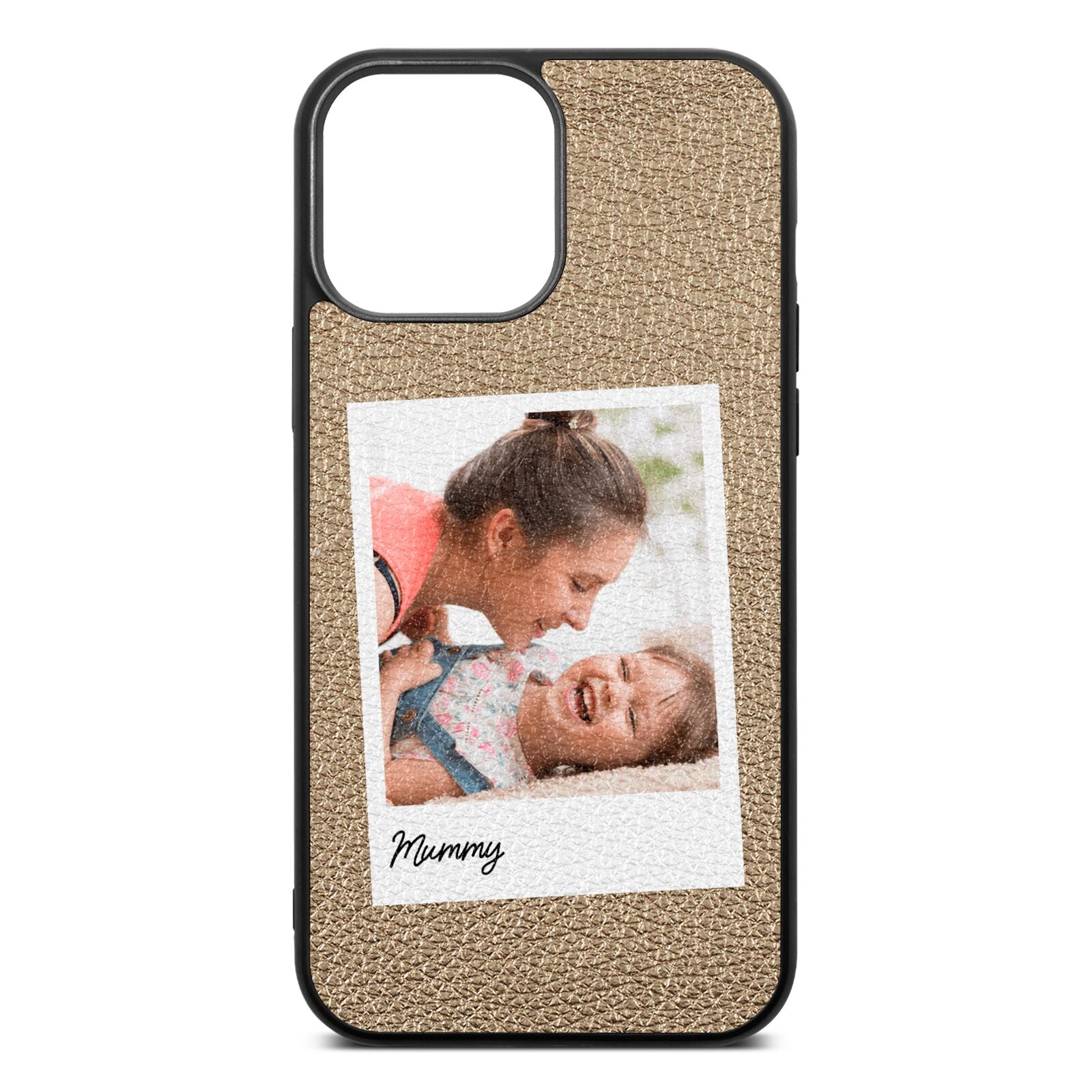 Mummy Photo Gold Pebble Leather iPhone 13 Pro Max Case