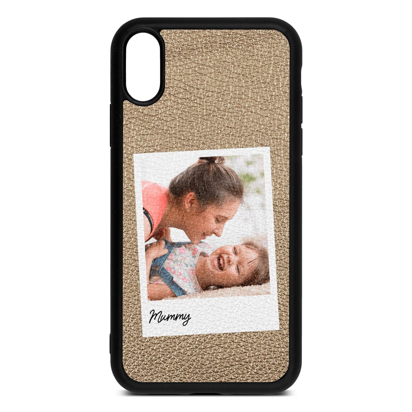 Mummy Photo Gold Pebble Leather iPhone Xr Case