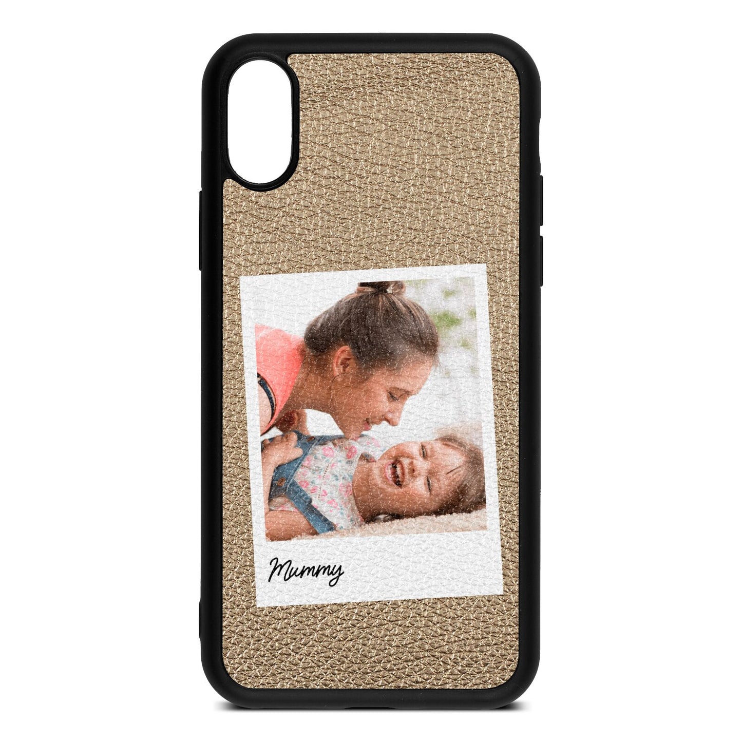 Mummy Photo Gold Pebble Leather iPhone Xs Case