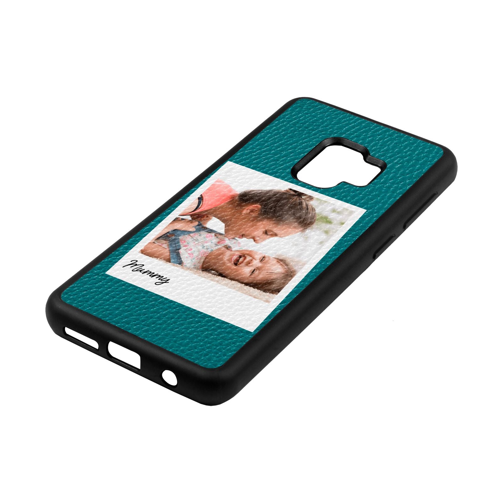 Mummy Photo Green Pebble Leather Samsung S9 Case Side Angle