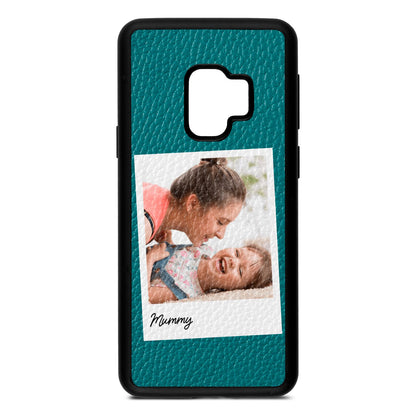 Mummy Photo Green Pebble Leather Samsung S9 Case