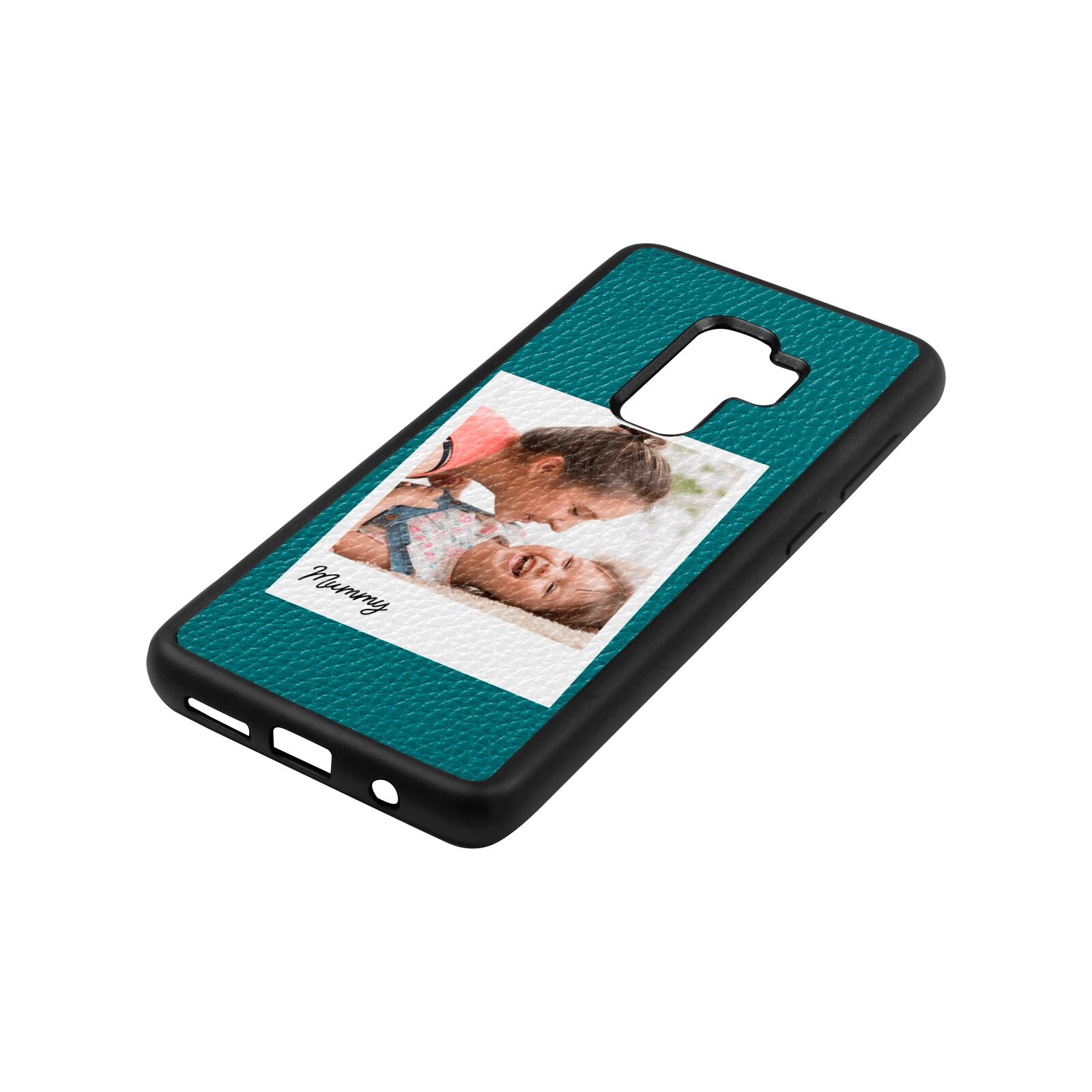 Mummy Photo Green Pebble Leather Samsung S9 Plus Case Side Angle