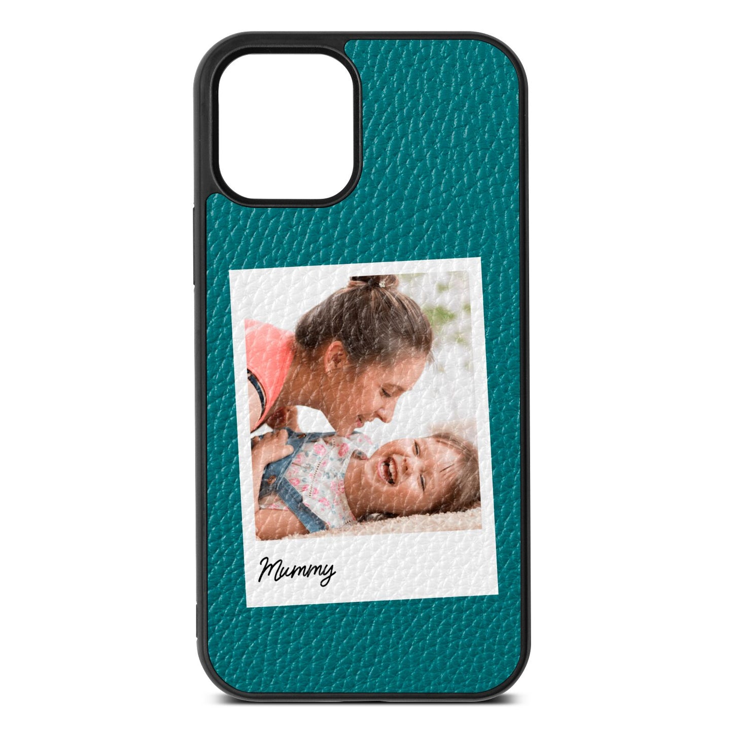 Mummy Photo Green Pebble Leather iPhone 12 Case