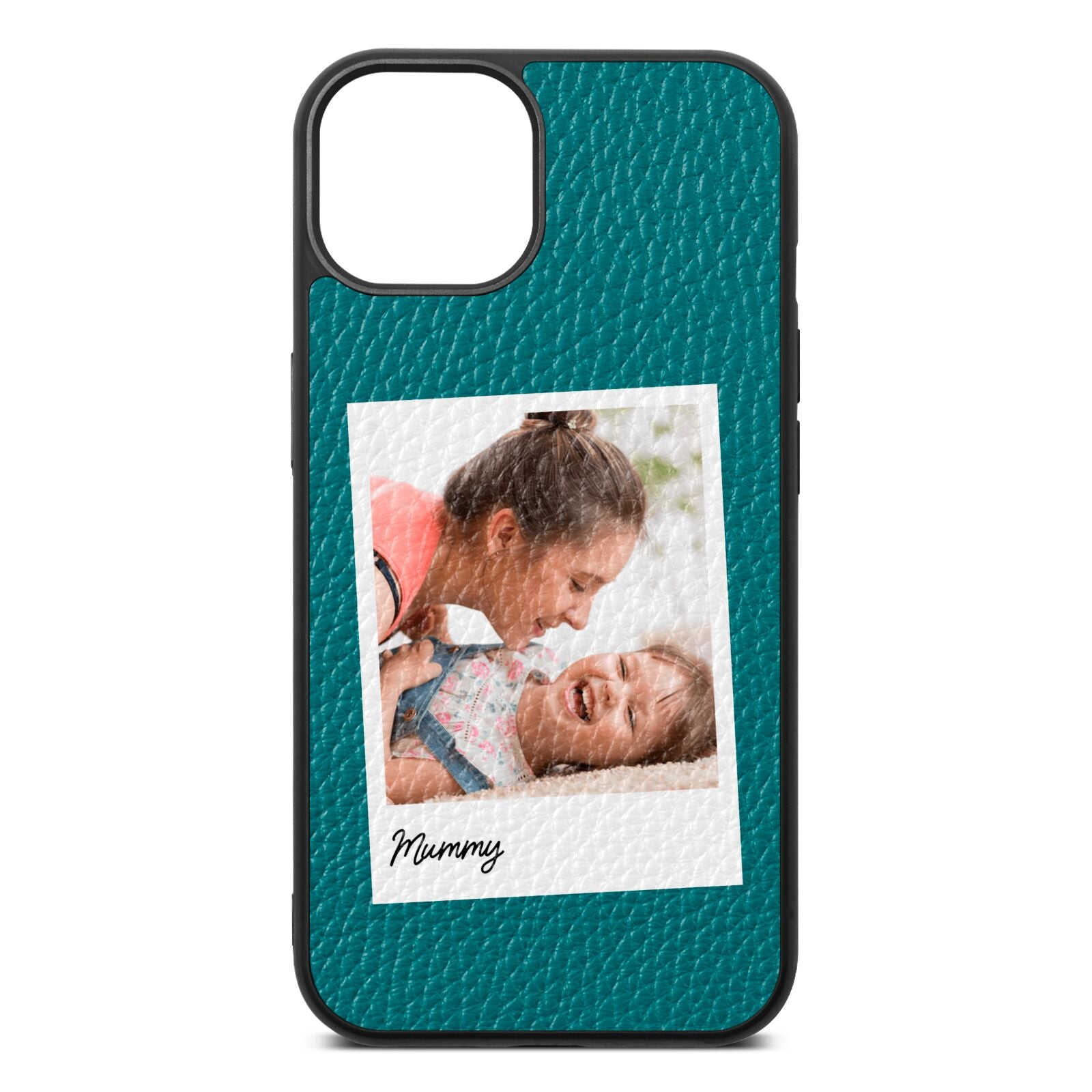 Mummy Photo Green Pebble Leather iPhone 13 Case