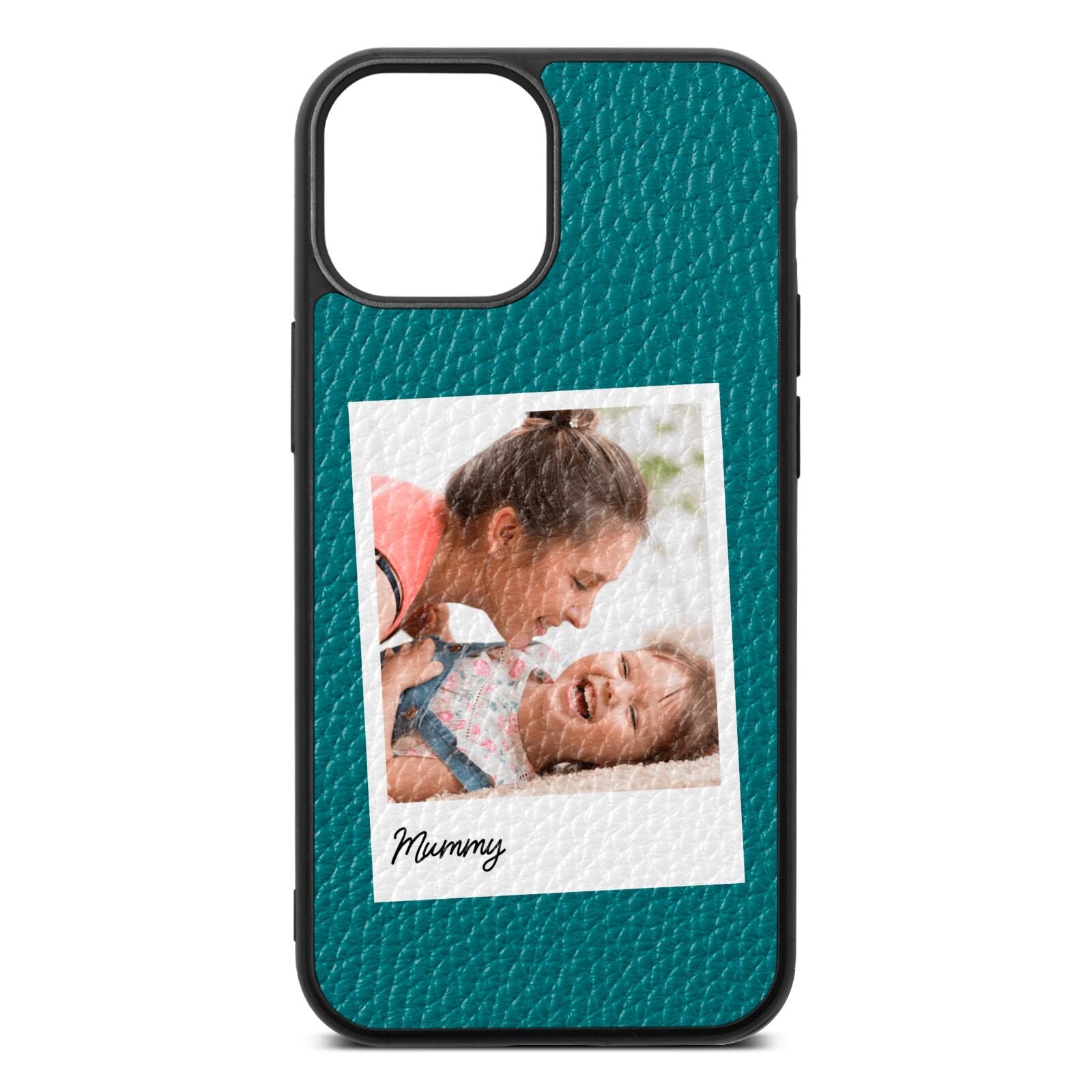 Mummy Photo Green Pebble Leather iPhone 13 Mini Case