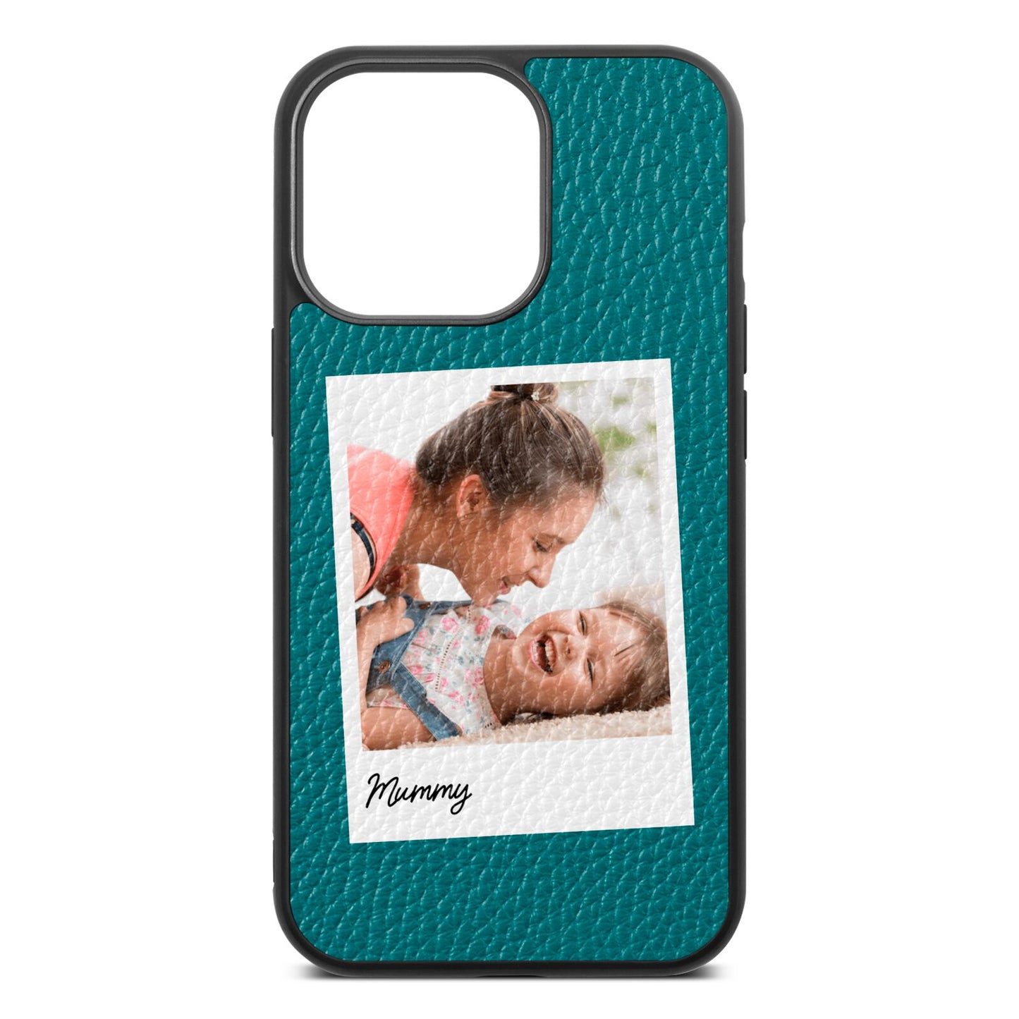 Mummy Photo Green Pebble Leather iPhone 13 Pro Case