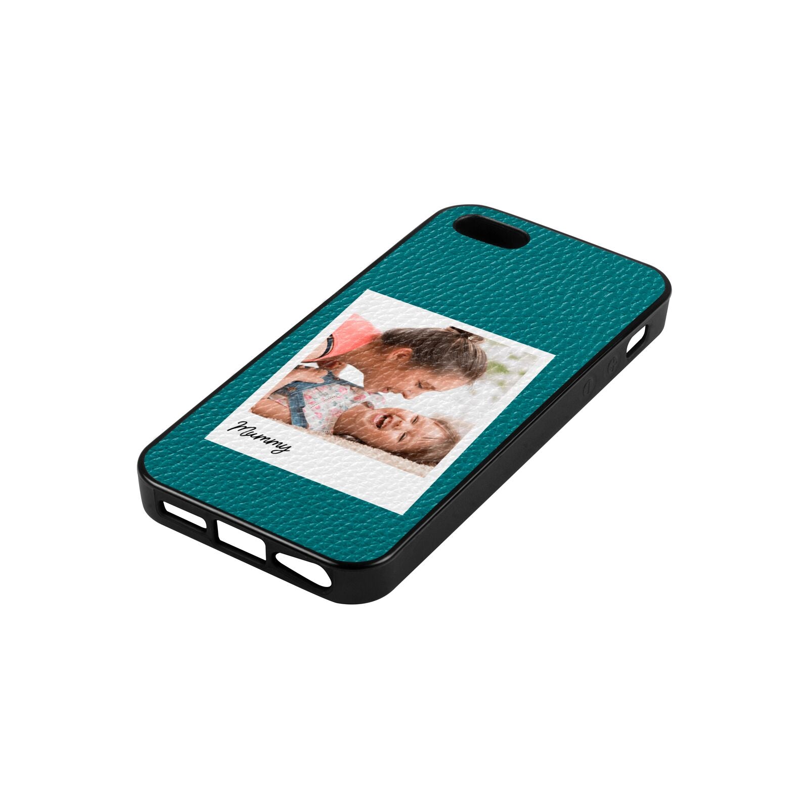 Mummy Photo Green Pebble Leather iPhone 5 Case Side Angle