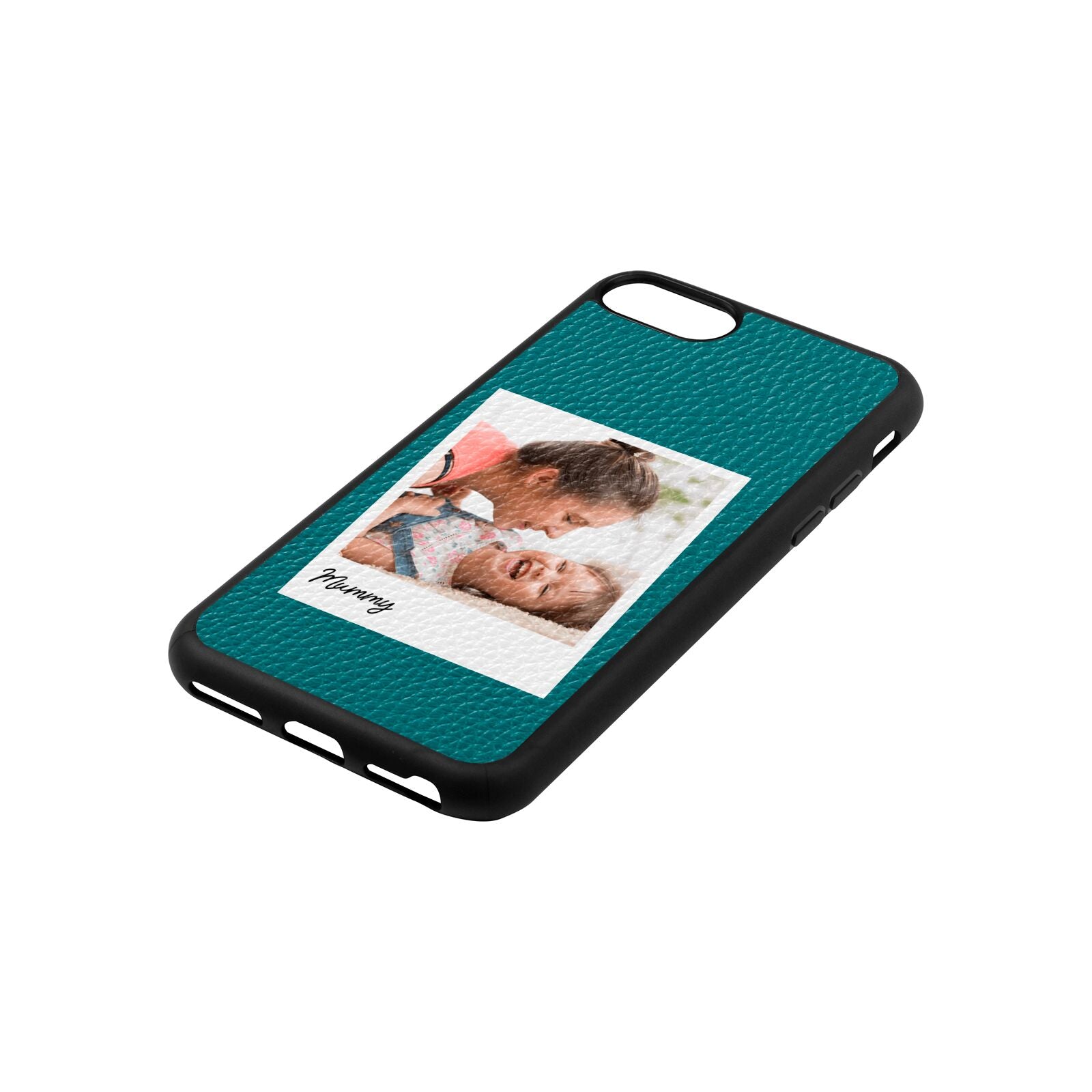 Mummy Photo Green Pebble Leather iPhone 8 Case Side Angle