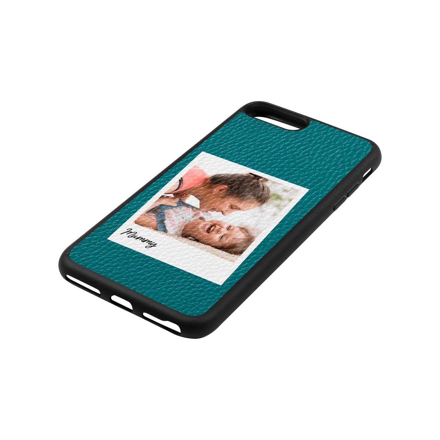 Mummy Photo Green Pebble Leather iPhone 8 Plus Case Side Angle