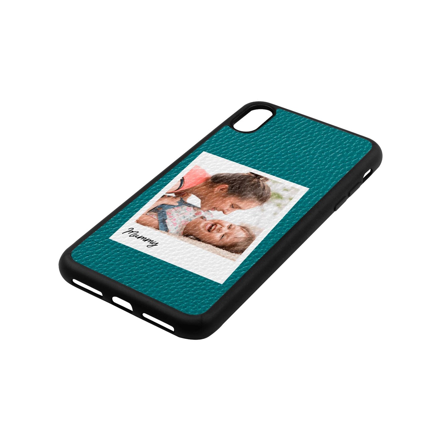 Mummy Photo Green Pebble Leather iPhone Xs Max Case Side Angle