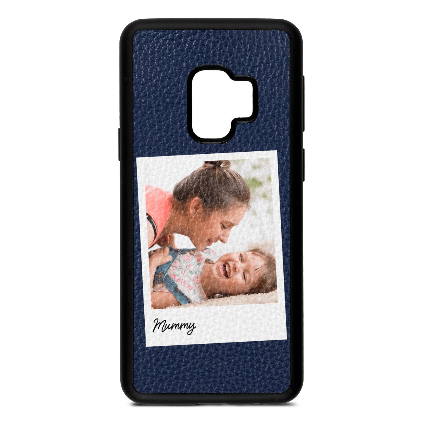 Mummy Photo Navy Blue Pebble Leather Samsung S9 Case