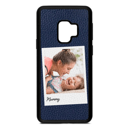 Mummy Photo Navy Blue Pebble Leather Samsung S9 Case