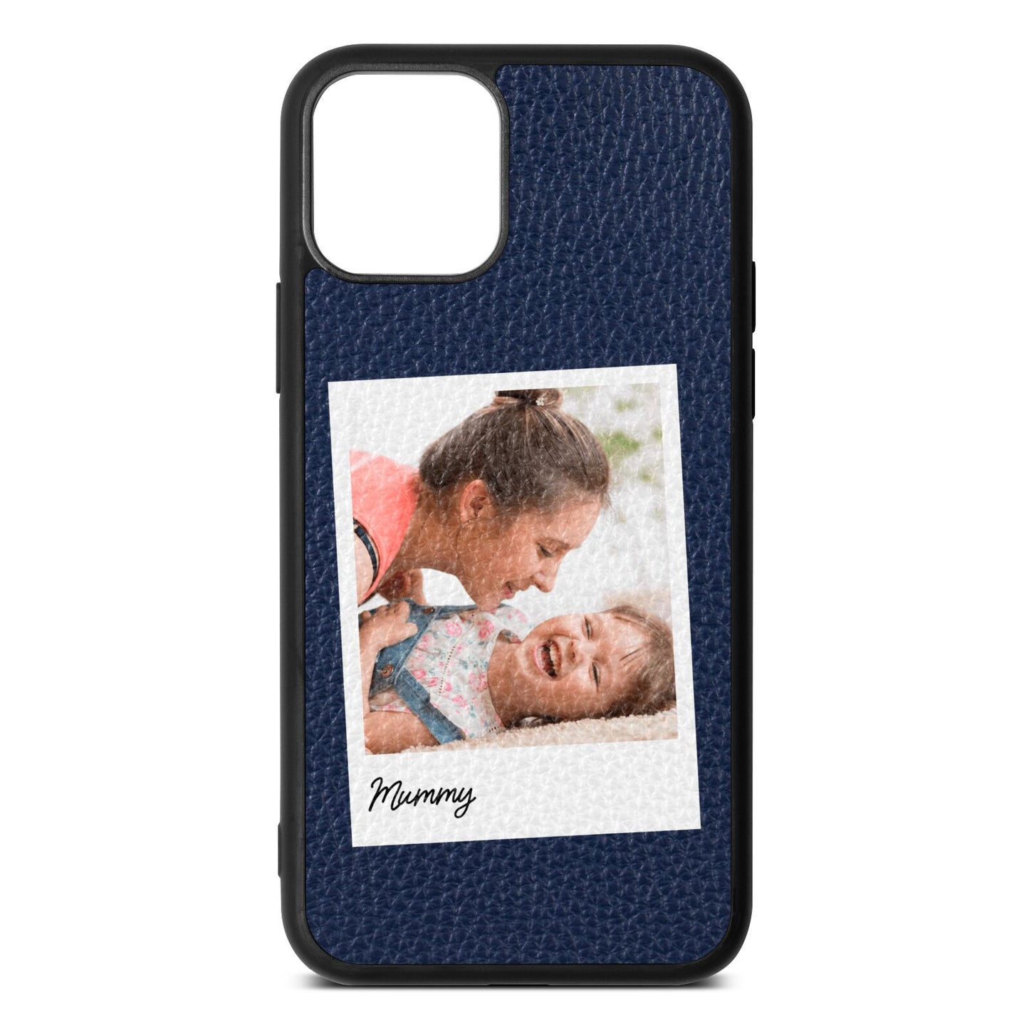 Mummy Photo Navy Blue Pebble Leather iPhone 11 Case