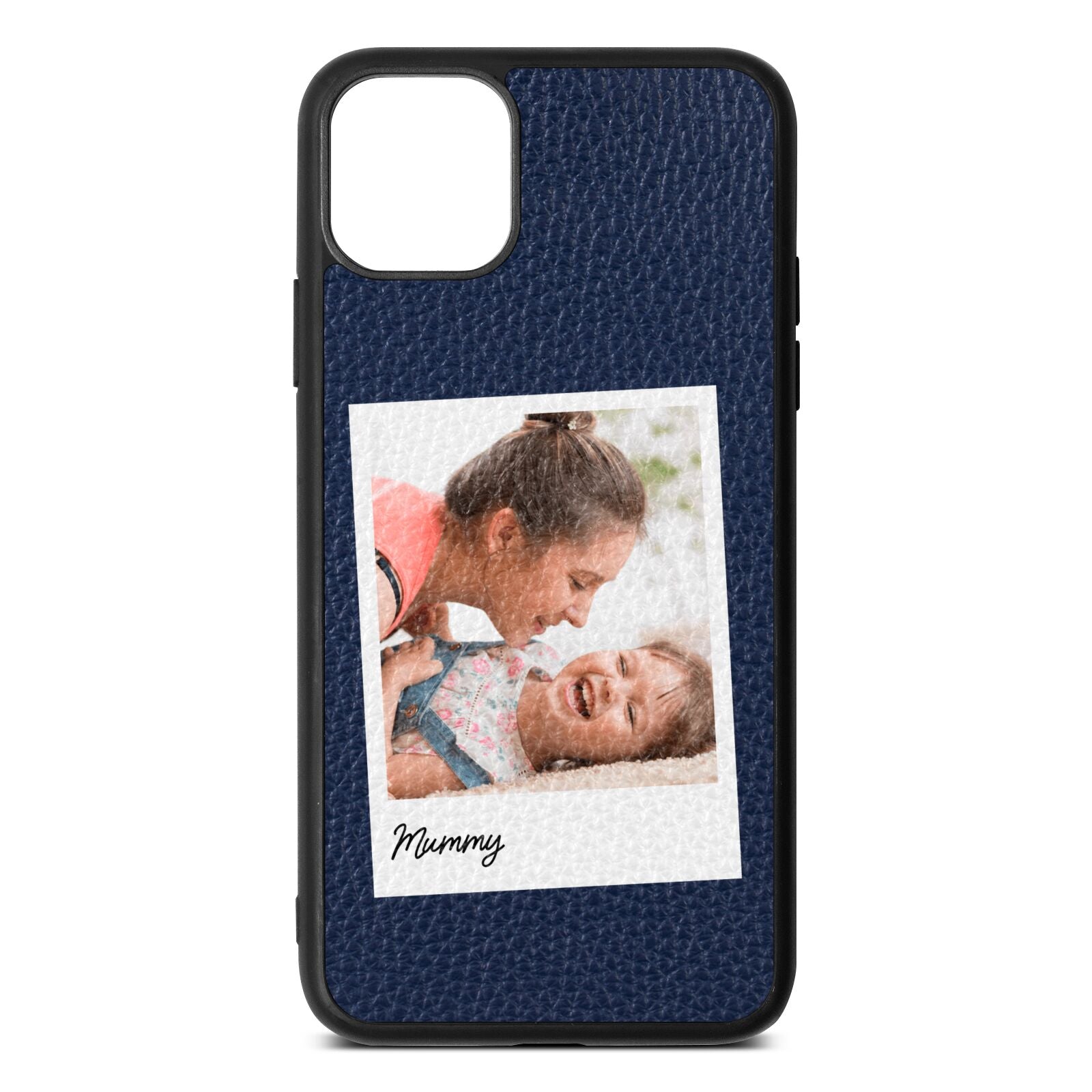 Mummy Photo Navy Blue Pebble Leather iPhone 11 Pro Max Case