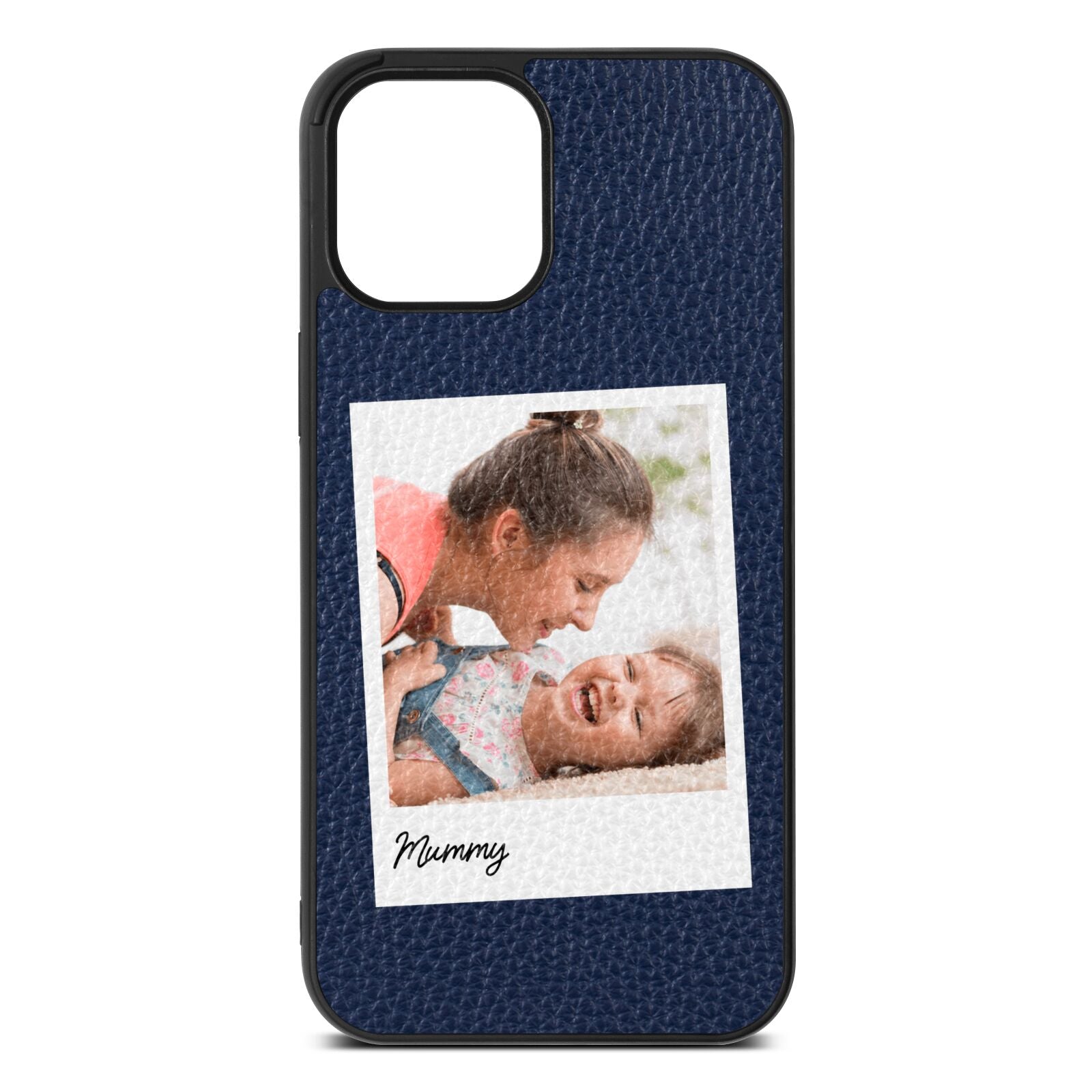 Mummy Photo Navy Blue Pebble Leather iPhone 12 Pro Max Case