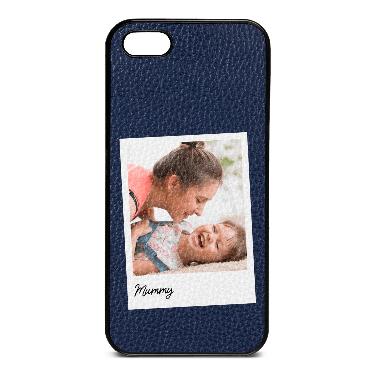 Mummy Photo Navy Blue Pebble Leather iPhone 5 Case