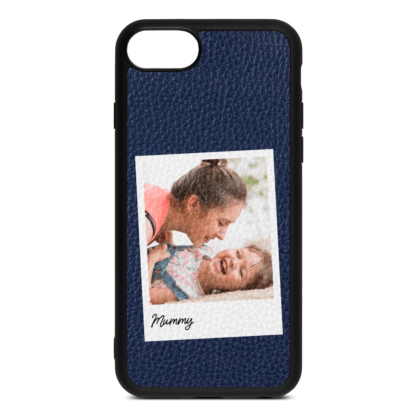 Mummy Photo Navy Blue Pebble Leather iPhone 8 Case