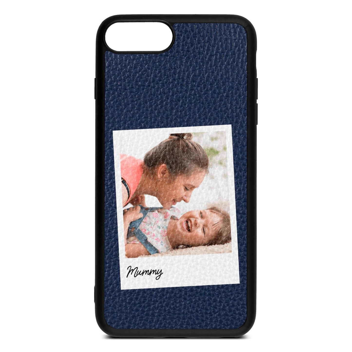 Mummy Photo Navy Blue Pebble Leather iPhone 8 Plus Case