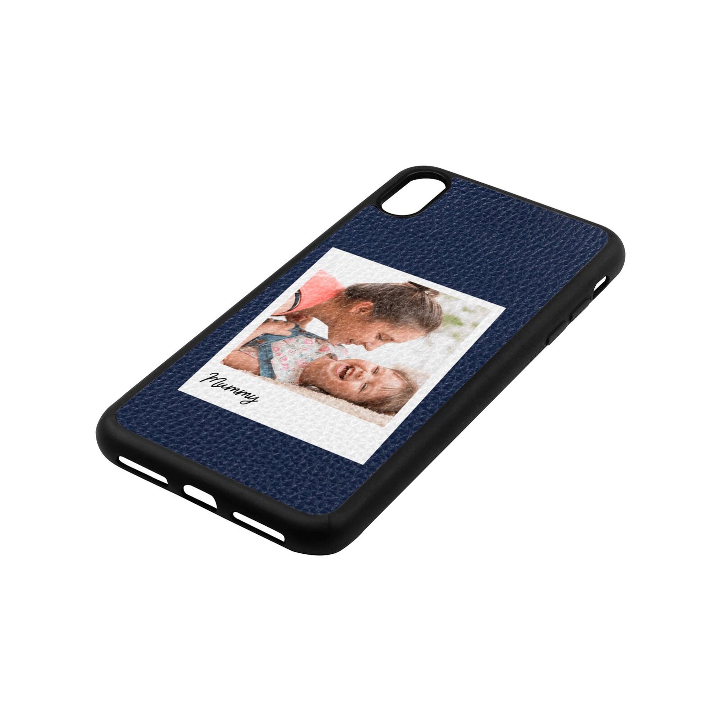 Mummy Photo Navy Blue Pebble Leather iPhone Xs Max Case Side Image