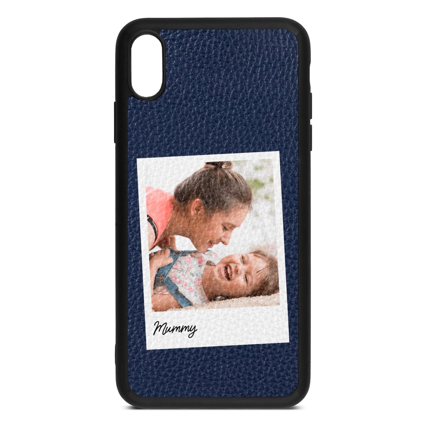 Mummy Photo Navy Blue Pebble Leather iPhone Xs Max Case