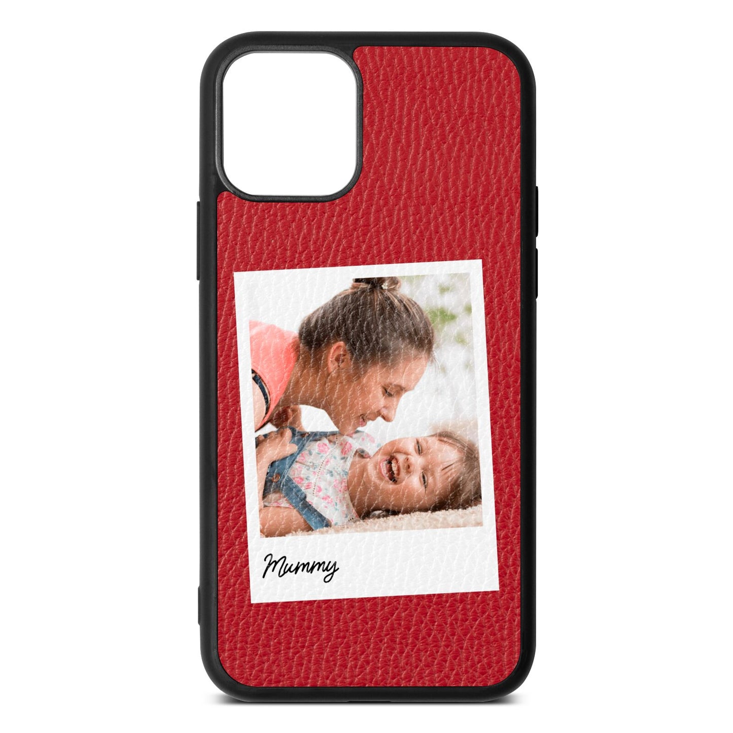 Mummy Photo Red Pebble Leather iPhone 11 Case